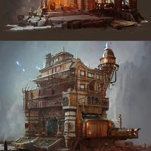 Image similar to A world where humanity remained loyal to archaic forces, and what followed was an unprecedented era of spiritual alchemy, set dressing, prop design, Architectural concepts, cutaway, Artstation, epic