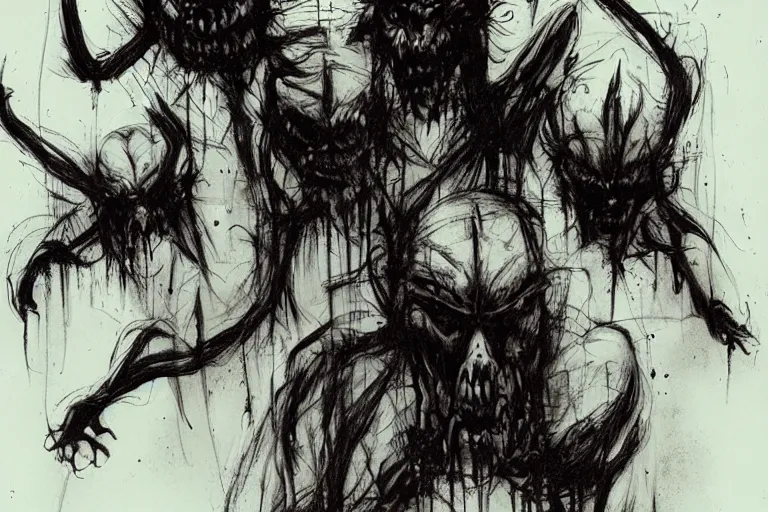 Prompt: mad creepy cerberus artwork by ben templesmith