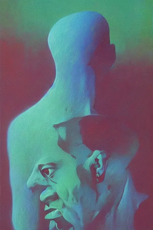 Image similar to portrait of chester bennington colourful shiny beautiful harmony painting by zdzisław beksinski