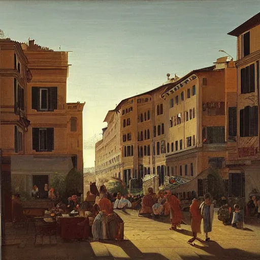 Image similar to the view of a breakfast, buildings in rome by martinus rørbye