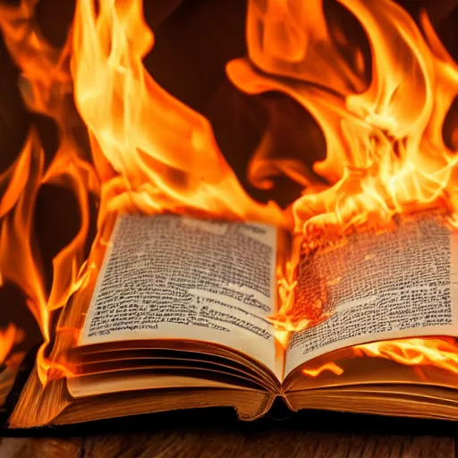 Image similar to photo of book in flames 4 k