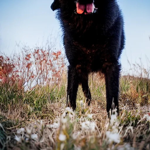 Prompt: 8k photography from a Black old German herding dog