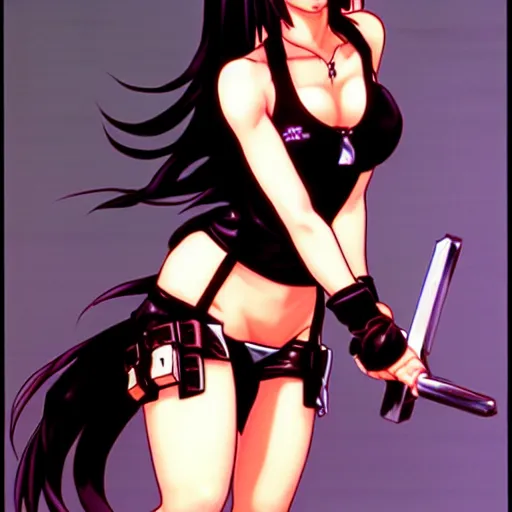 Prompt: young tifa lockheart by masamune shirow
