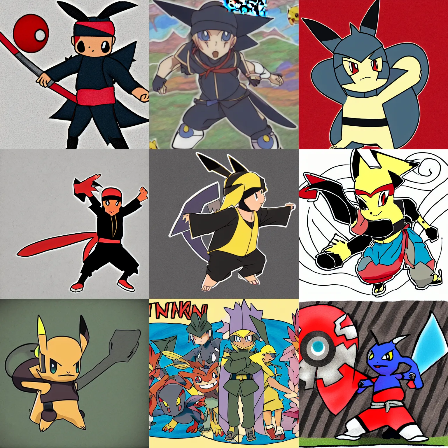 Prompt: a cartoon of a Pokemon ninja