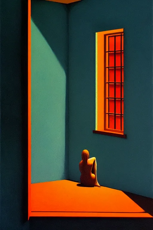 Image similar to isolation, edward hopper and james gilleard zdzislaw beksisnski higly detailed