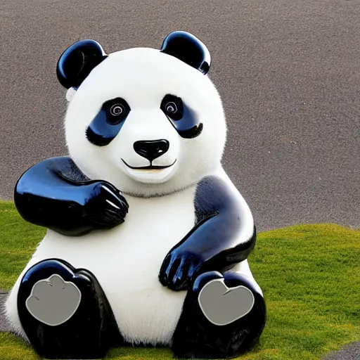 Image similar to giant chrome panda