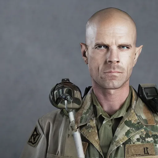 Prompt: water white from breaking bad dressed as an army commander, 1 9 4 5, sharp focus, hyper realistic, sony 3 5 mm lens