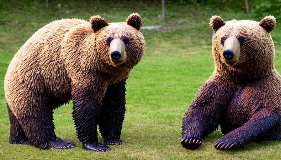 Image similar to a bear made sculpted from straw and jelly, 4k photography award winning,