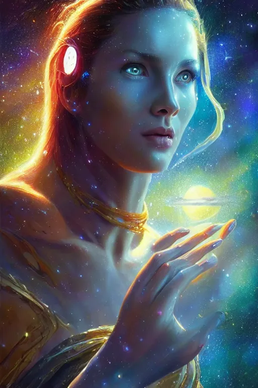 Image similar to beautiful oil painting with high detail of a wise Space ent made of stars and plasma; art direction by James Cameron ;by artgerm; wayne reynolds art station; cinematic quality character render; low angle; ultra high quality model; production quality cinema model;