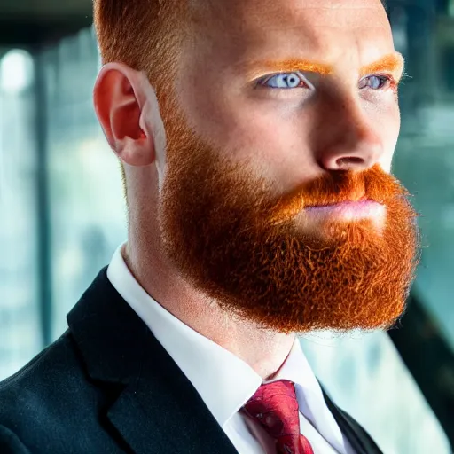 Prompt: ginger gigachad man with stubble, corporate portait, headshot, profile