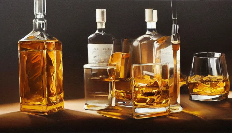 Prompt: whisky and clocks, oil painting by jama jurabaev, brush hard, artstation, high quality, brush stroke