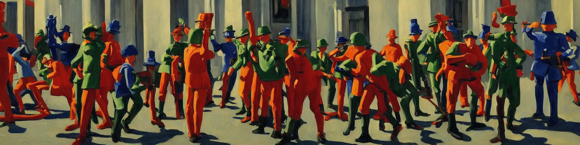 Image similar to toy soldiers by edward hopper