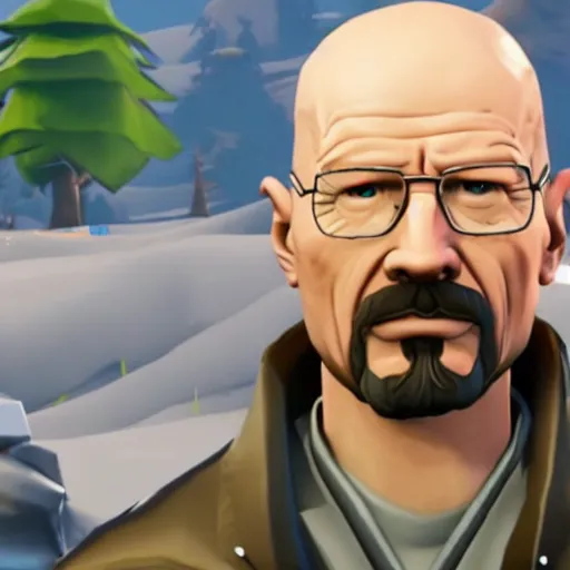 Prompt: screenshot of walter white in fortnite