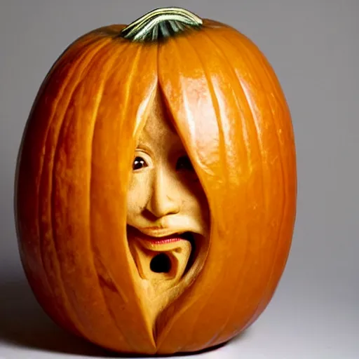 Image similar to gourd shaped carved to look like amber heard hybrid mix