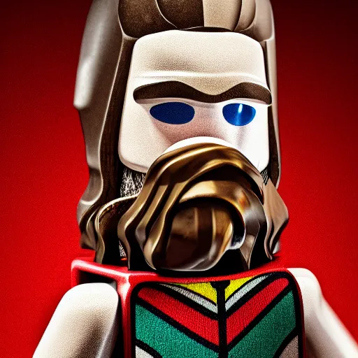 Prompt: studio portrait of an anthropomorphized Lego man as a Viking, Photorealistic, detailed, studio lighting, 4K