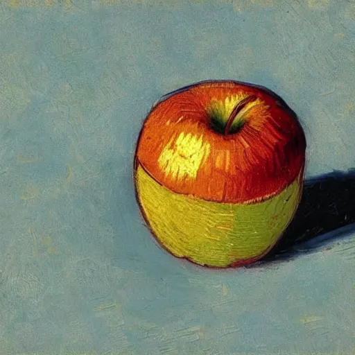 Image similar to an apple by vincent van gogh, digital art, trending on artstation