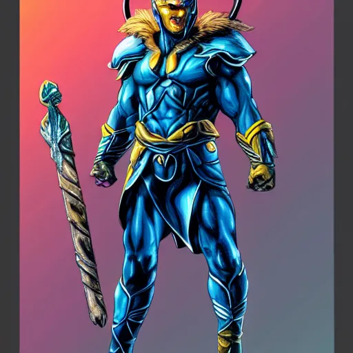 Prompt: chris hemsworth as spartan from wildc. a. t. s, hyperdetailed, blue and gold hour, trending on artstation