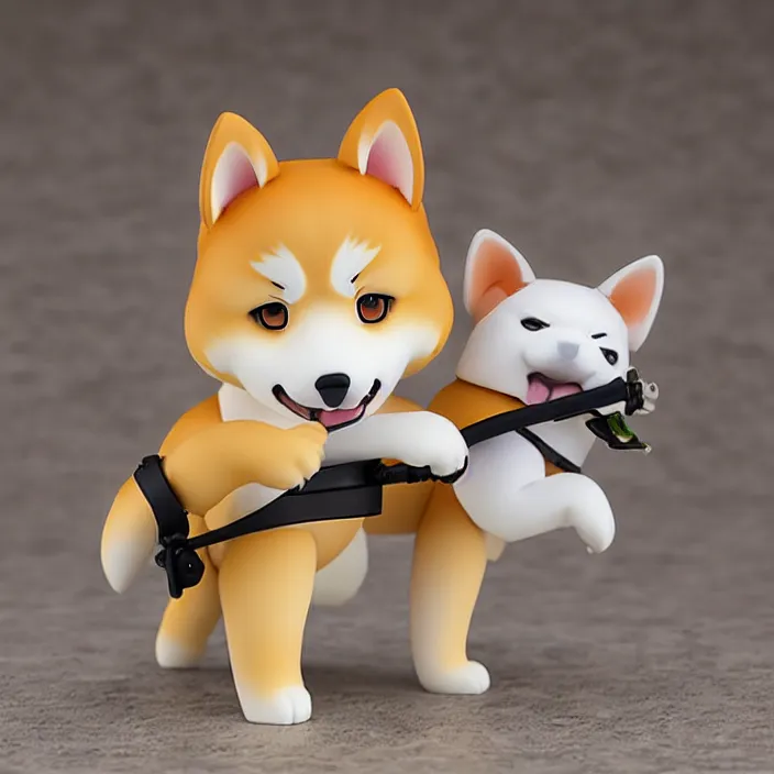 Prompt: shiba inu, an anime nendoroid of a shiba inu, figurine, detailed product photo