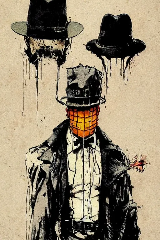 Prompt: Walter Joseph Kovacs aka Rorschach from the movie Watchmen painted by Norman Rockwell