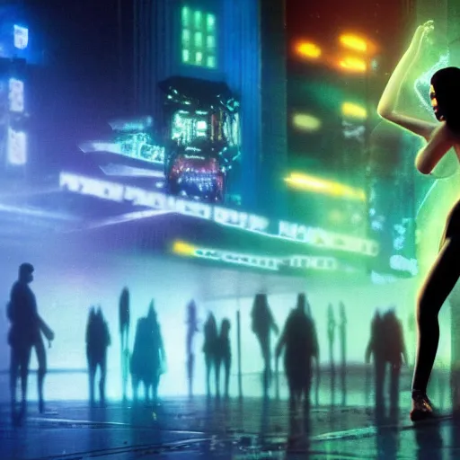 Image similar to hologram dancer, blade runner 2045