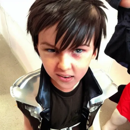 Image similar to child cosplaying as squall leonhart