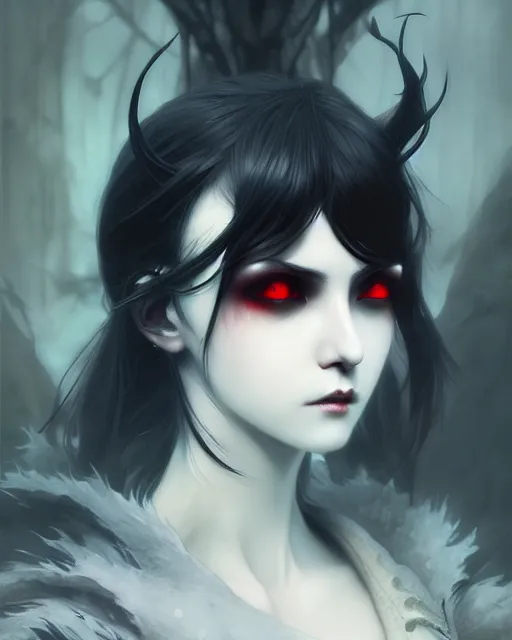 Image similar to dark vampire, character portrait, concept art, painterly, fanart, highly detailed by ilya kuvshinov and gustave dore, wenjun lin,