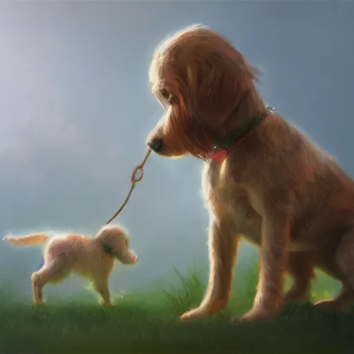 Prompt: child eating a dog, oil painting, ntricate, detailed, volumetric lighting, scenery, digital painting, highly detailed, artstation, sharp focus, illustration, concept art,