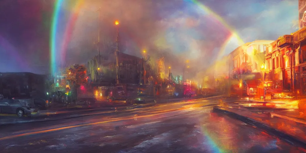 Image similar to a rainbow, cinematic lighting, detailed oil painting, hyperrealistic, 8k