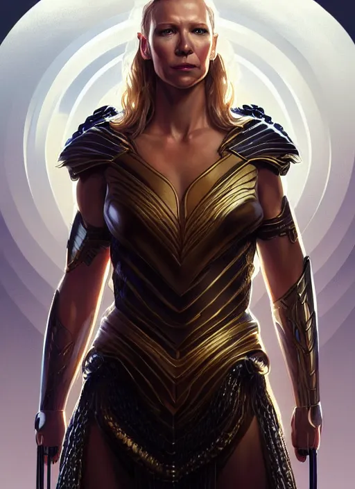 Image similar to anna torv as valkyrie, intricate, elegant, glowing lights, highly detailed, digital painting, artstation, glamor pose, concept art, smooth, sharp focus, illustration, art by artgerm and greg rutkowski, artey freytag