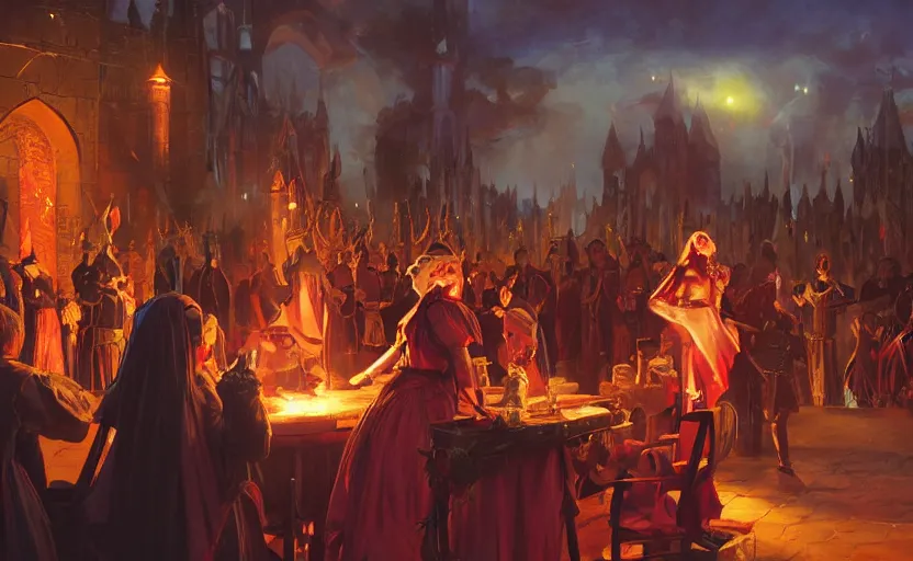 Prompt: medieval festival by kev walker and noah bradley and delphin enjolras and daniel f. gerhartz