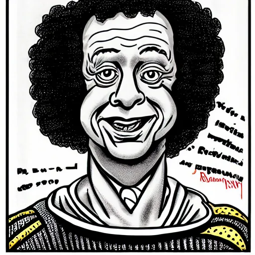 Prompt: “portrait of Richard Simmons in the style of Robert crumb”