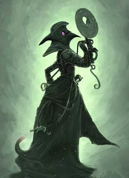 Image similar to a highly detailed illustration of plague doctor mask wearing woman, wielding scythe, surrounded by green mist background, intricate, elegant, highly detailed, centered, digital painting, artstation, concept art, smooth, sharp focus, league of legends concept art, WLOP