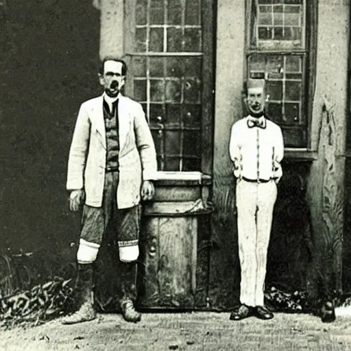 Prompt: 1 9 0 0 s photograph of rick and morty
