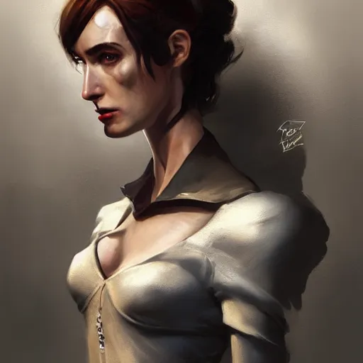 Image similar to portrait of beautiful happy young paz vega half life 2, dishonored 2, painted by greg rutkowski, painted by stanley artgerm, painted by igor kieryluk, digital art, promotional art, trending on artstation