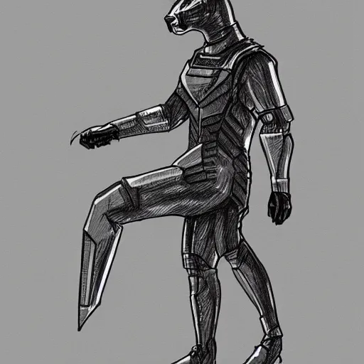 Prompt: cyberpunk cat in suit sketch side view full body - s 2 7 6 0 0 0 3 1 5 9