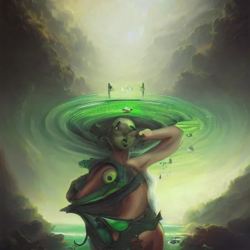 Prompt: a green rescue life belt by Peter Mohrbacher