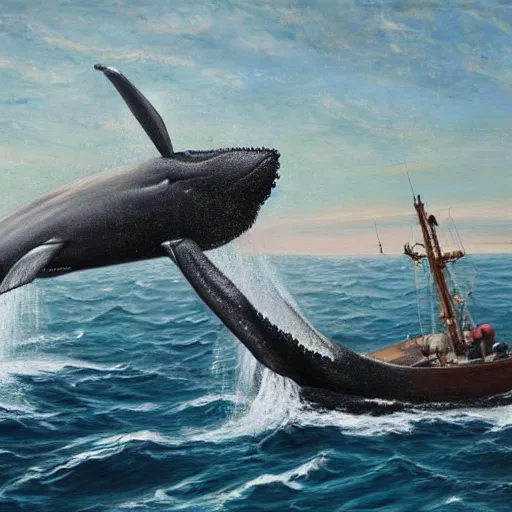 Image similar to the final whaling trip, oil on canvas, highly detailed, masterpiece