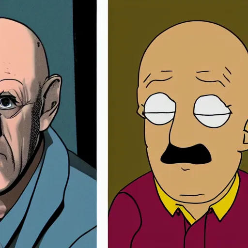 Prompt: Mike Ehrmantraut in the style of the simpsons