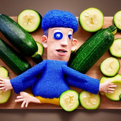 Image similar to mark zuckerberg as a zucchini, professional food photography, unreal engine