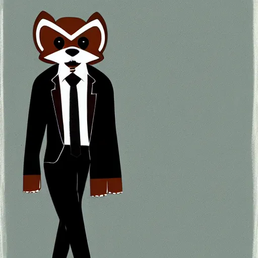 Image similar to stylized digital art expressive furry art painting by blotch and rukis of an anthro otter full body wearing suit and tie walking to his job