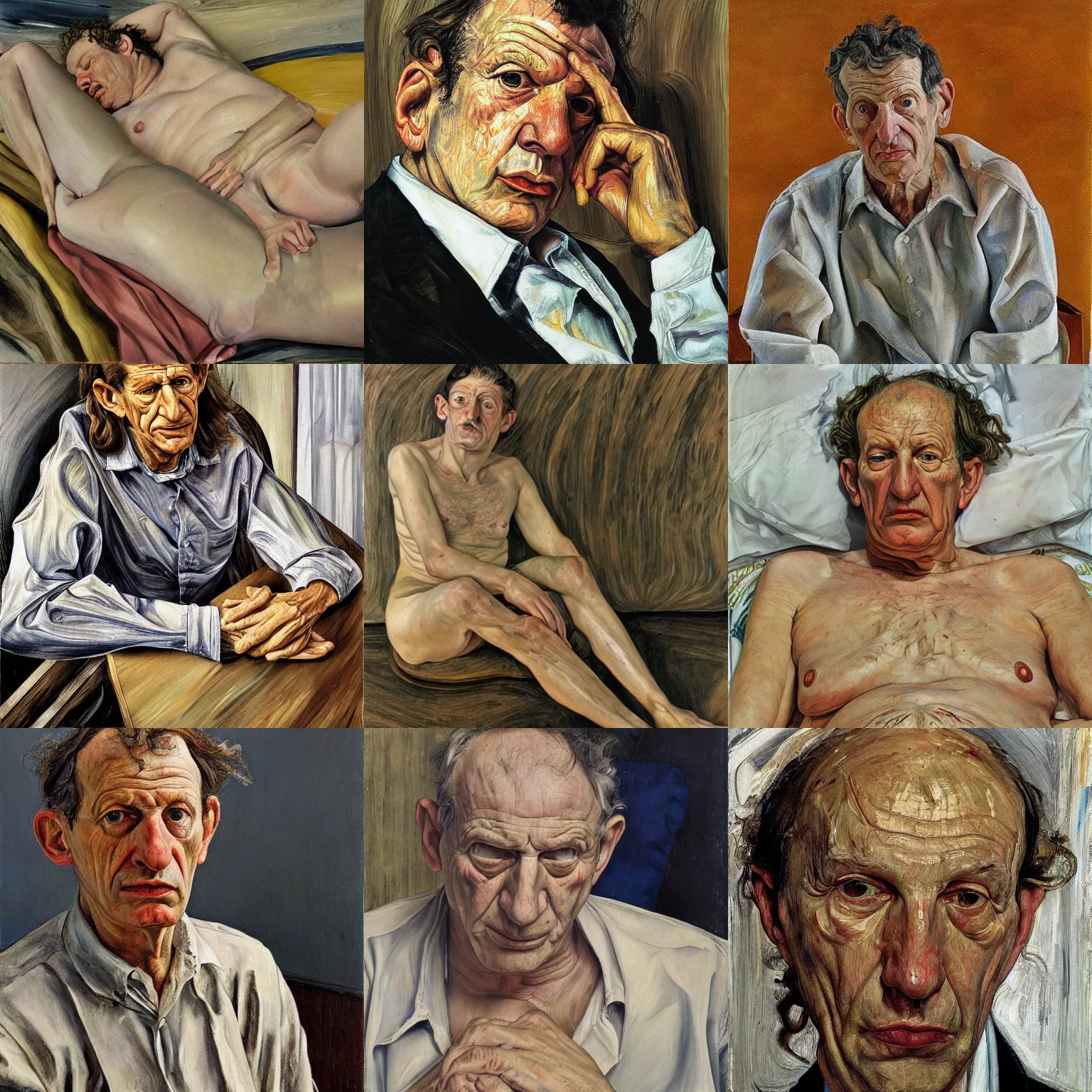 Image similar to artwork by lucian freud