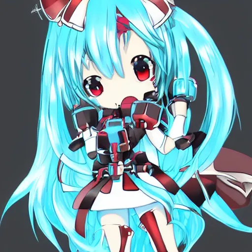 Image similar to cute fumo guardian girl, mecha, anime girl