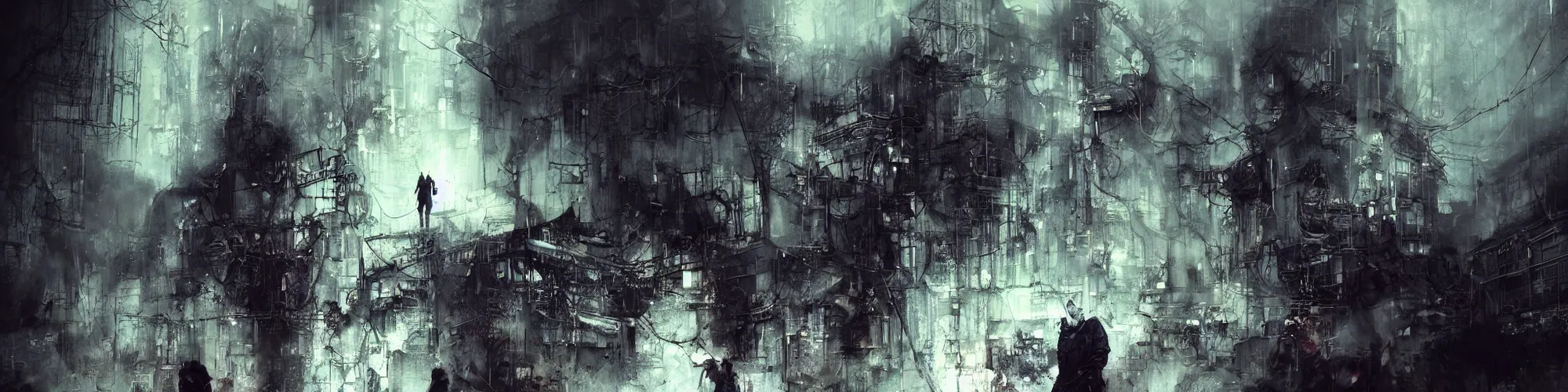 Prompt: lost and alone in an industrial wasteland screaming cyberpunk, wires, machines by emil melmoth zdzislaw belsinki craig mullins yoji shinkawa realistic render ominous detailed photo atmospheric by jeremy mann francis bacon and agnes cecile ink drips paint smears digital glitches glitchart