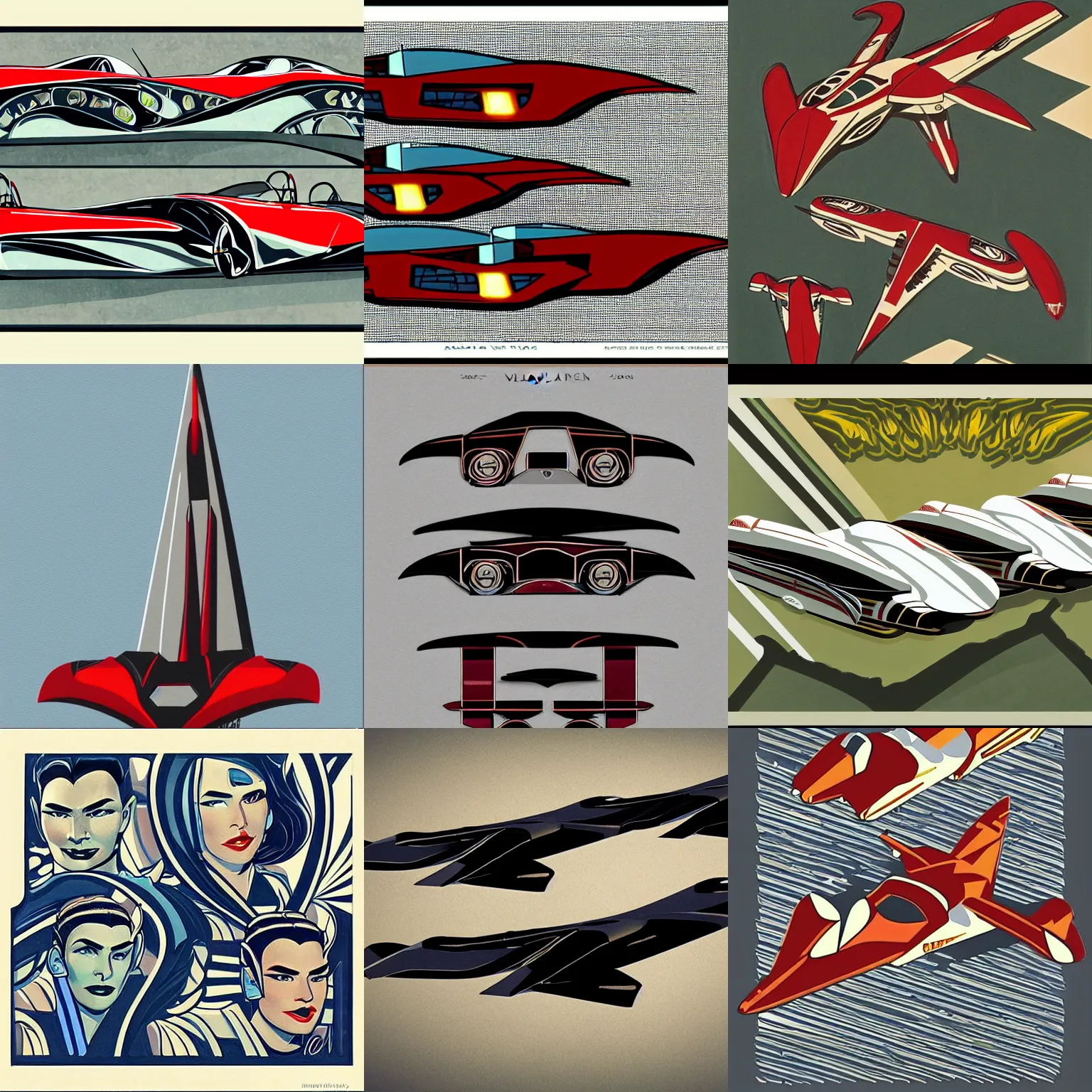 Prompt: attractive Vulcans, in the style of Art Deco,