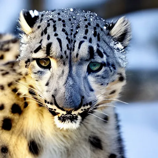 Image similar to Snow leopard smoking a joint, award-winning photo