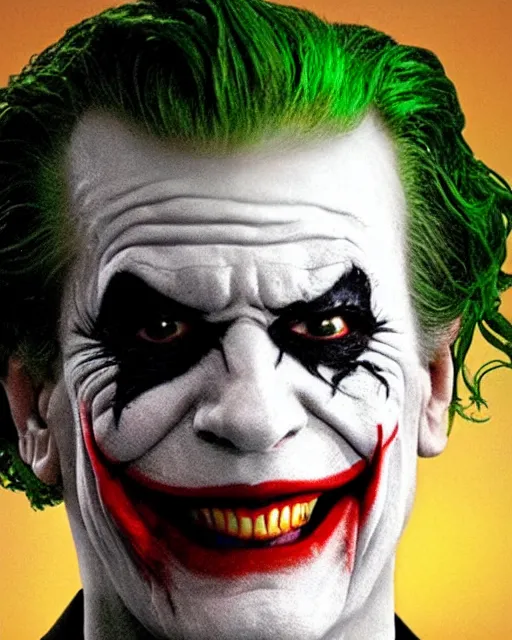 Image similar to Film still close-up shot of Vince McMahon as The Joker from the movie The Dark Knight