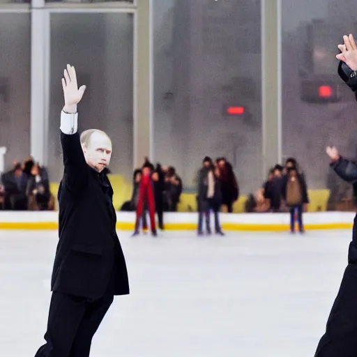 Image similar to putin skating through nyc