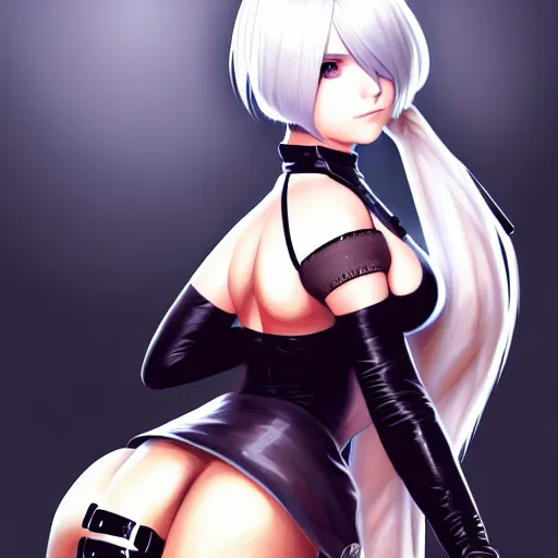 Prompt: a painting of 2B nier automata, painting by mark brooks, trending on artstation, artstationHD, artsationHQ