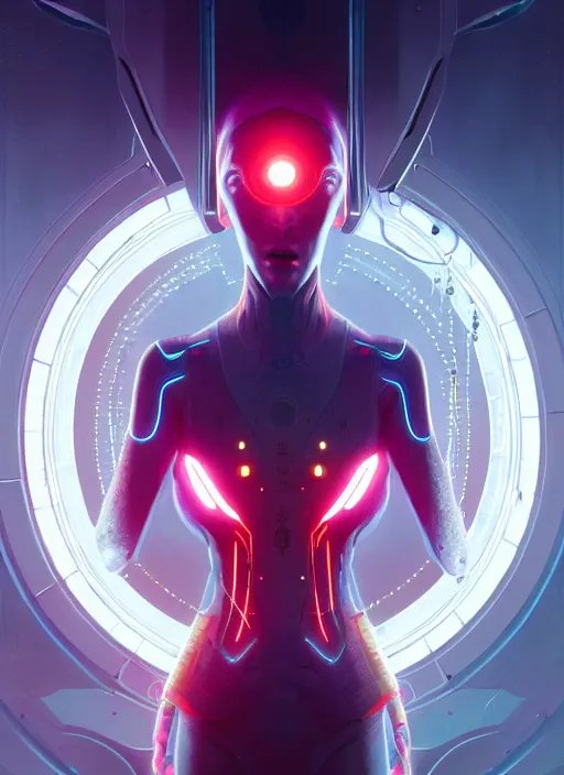 Image similar to symmetry!! portrait of three legged alien hybrid, tech wear, scifi, glowing lights!! intricate elegant, highly detailed, digital painting, artstation, concept art, smooth, sharp focus, illustration, art by artgerm and greg rutkowski and alphonse mucha