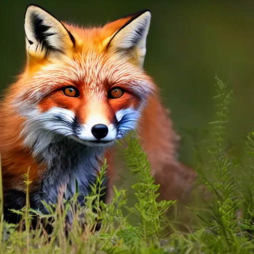 Image similar to a red fox with glowing eyes